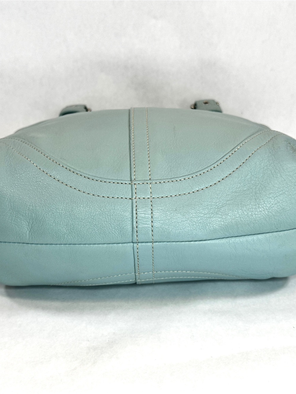 Vintage Coach Soho Slim Shoulder Bag 4983 Light Blue Leather Y2K Hobo Purse - Picture 9 of 12